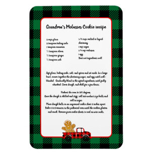Recipe keepsake Christmas Truck Green Black Plaid Magnet