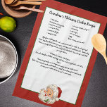 Recipe keepsake Christmas Vintage Santa Claus Kitchen Towel<br><div class="desc">Vintage Santa:Type in your own recipe or keep My grandma's cookies recipe.
Create your own Recipe Keepsake Christmas Red Vintage Santa Claus Face. Recipe keepsake,  green and black plaid. Our Personalized products are great gifts for any reason.</div>