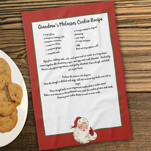 Recipe keepsake Christmas Vintage Santa Claus Kitchen Towel