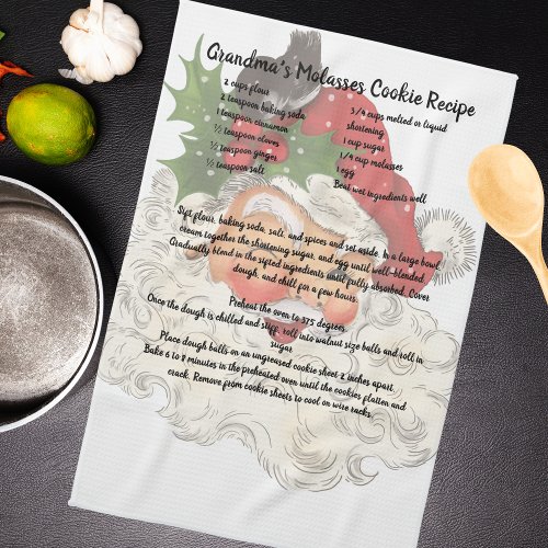 Recipe keepsake Christmas Vintage Santa Clause Kit Kitchen Towel