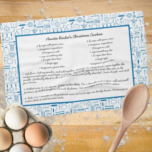 Recipe Keepsake Country Blue Kitchen Tea Towel