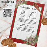 Recipe keepsake Red  Christmas Pinecones Greenery  Kitchen Towel<br><div class="desc">Type in your own recipe or keep My grandma's cookies recipe.
Create your own Recipe keepsake Christmas Red Buffaloe plaid Truck Recipe keepsake,  green and black plaid. Our Personalized products are great gifts for any reason.</div>