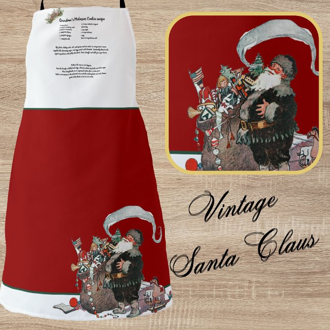 Recipe Keepsake Red  Christmas Vintage Santa Claus Apron (Creator Uploaded)