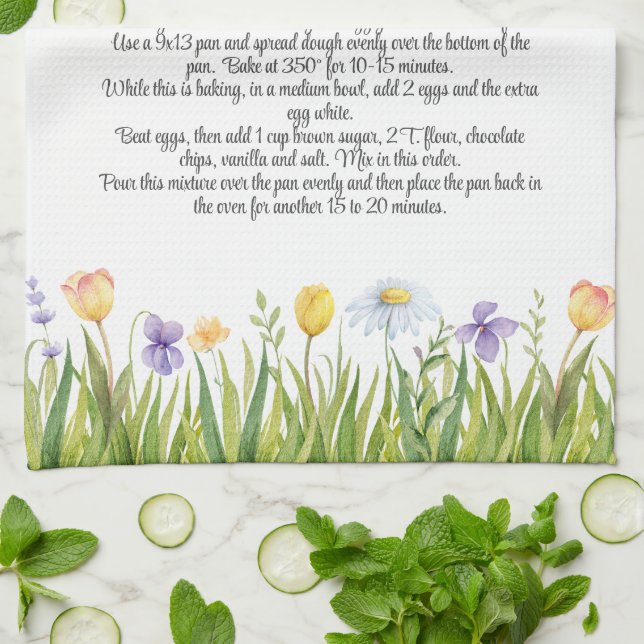Recipe Keepsake Template Gift Spring Flowers Kitchen Towel (Folded)