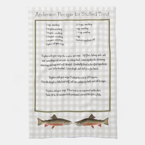 Recipe keepsake Trout fishermens fly fishing  Kitchen Towel