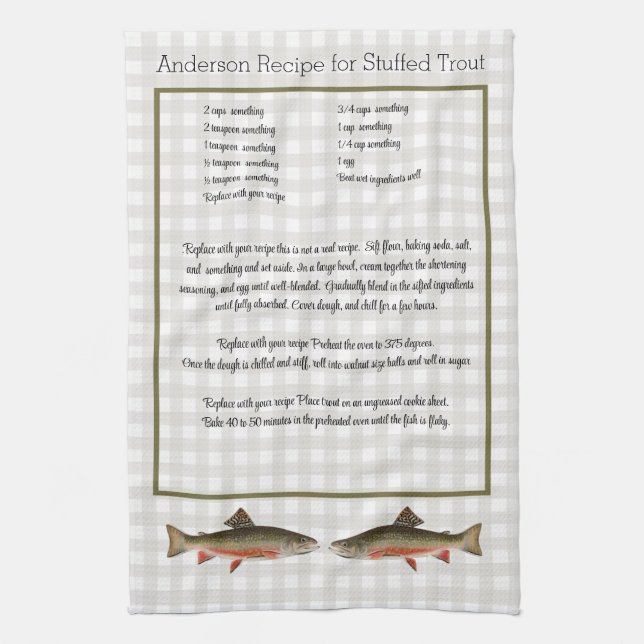 Recipe keepsake Trout fishermen's fly fishing  Kitchen Towel (Vertical)
