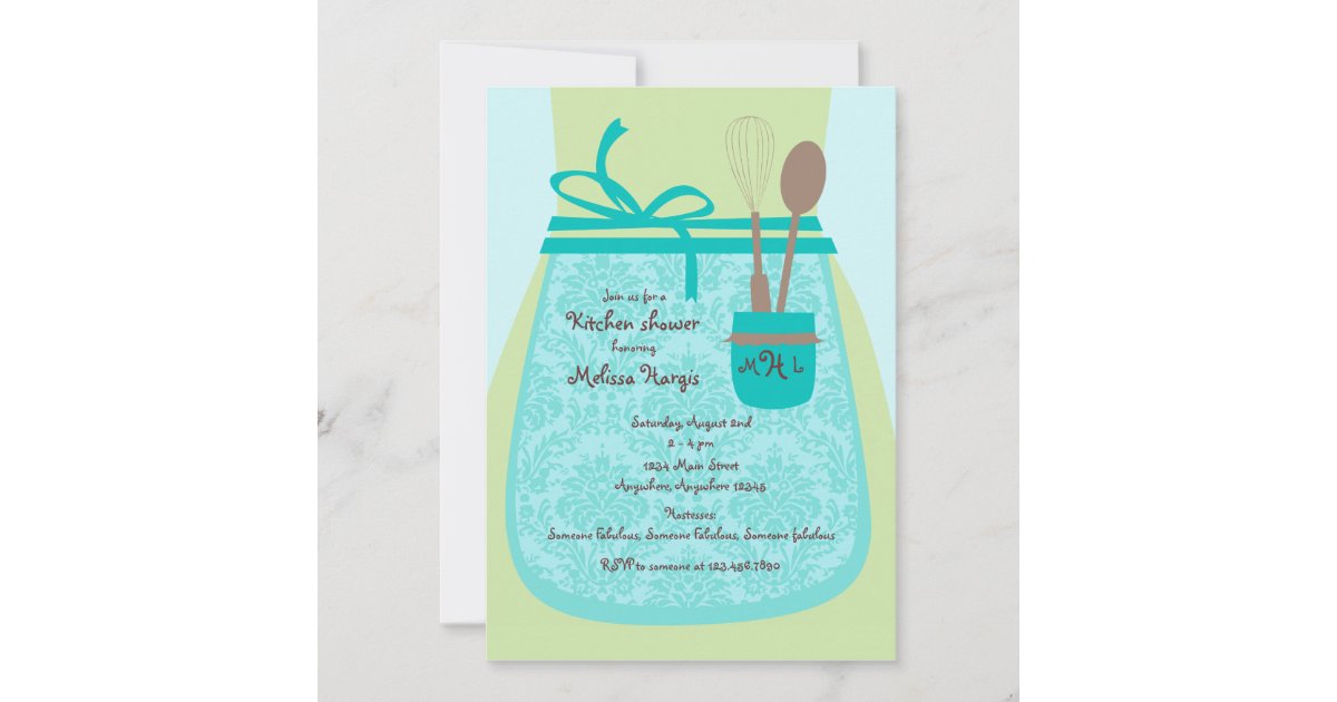 50 Recipe Cards Personalized for Bridal Shower - Aqua Blue - Teal