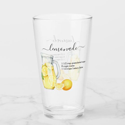 Recipe Lemonade Drink Watercolor Lemons   Glass