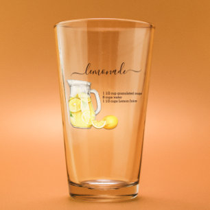 Recipe Lemonade Drink Watercolor Lemons Glass