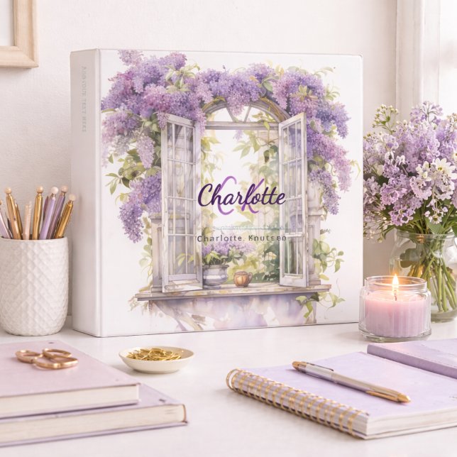 Recipe Lilacs window flowers monogram 3 Ring Binder (Creator Uploaded)