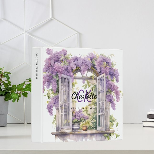 Recipe Lilacs window flowers monogram 3 Ring Binder (Creator Uploaded)