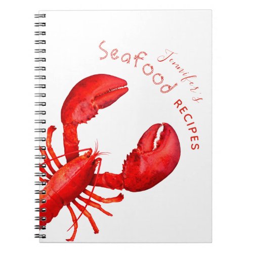 Recipe lobster red white seafood notebook