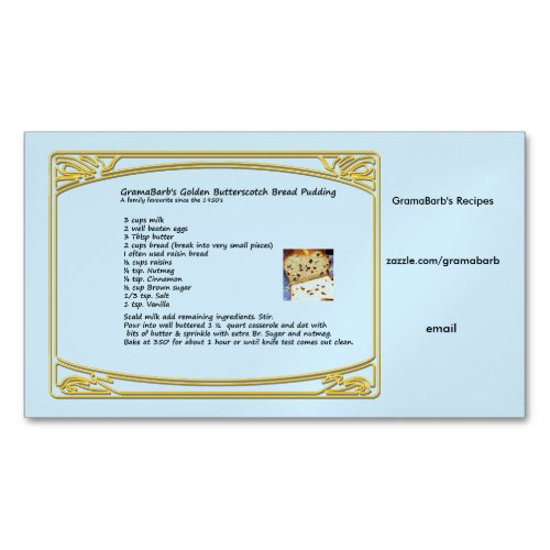 Recipe Magnet Business Cards