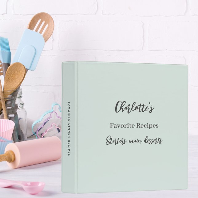 Recipe monogram sage green cookbook 3 ring binder (Creator Uploaded)