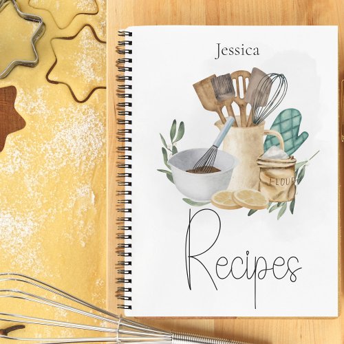 Recipe notebook kitchen utensils design