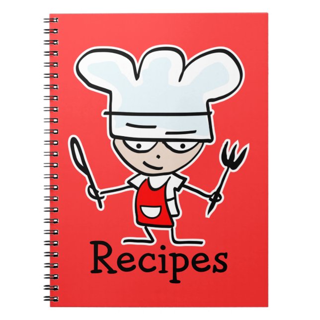 Recipe notebook with cute cartoon chef cook (Front)