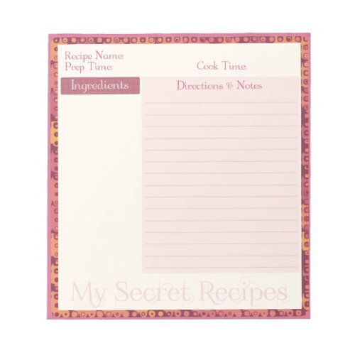 Recipe Notepad in Autumn Retro