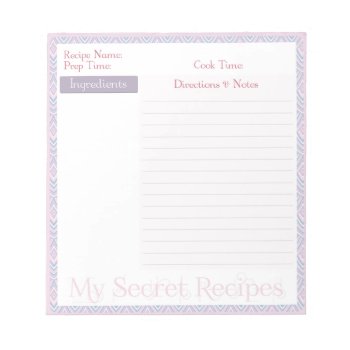 Recipe Notepad In Baby Pink Geo Pattern by JulDesign at Zazzle