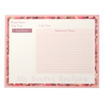 Recipe Notepad In Pink Stained Glass Pattern by JulDesign at Zazzle