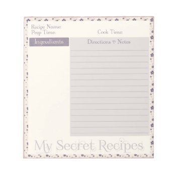 Recipe Notepad In Purple Flower by JulDesign at Zazzle