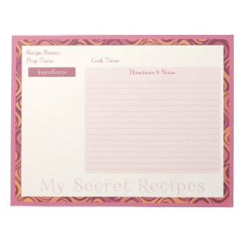 Recipe Notepad In Warm Autumn Wave by JulDesign at Zazzle
