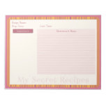 Recipe Notepad In Warm Pink And Yellow Stripe at Zazzle