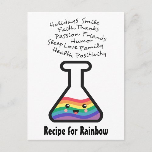 Recipe of making your own rainbow in a beaker postcard