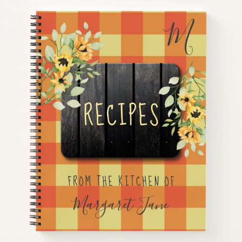 Recipe organizer cookbook retro kitchen rustic notebook