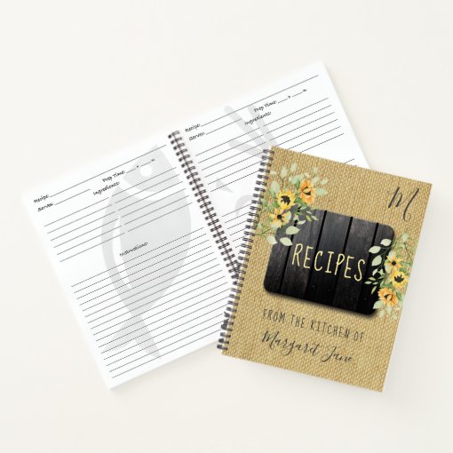 Recipe organizer cookbook vintage kitchen rustic notebook Zazzle