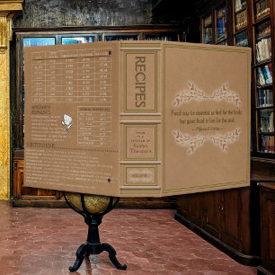 Recipe Organizer Old Leather Book Cover 3 Ring Binder