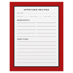 Recipe Page | Appetizer | Red Black & White