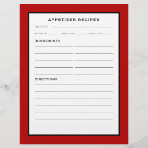 Recipe Page   Appetizer   Red Black & White