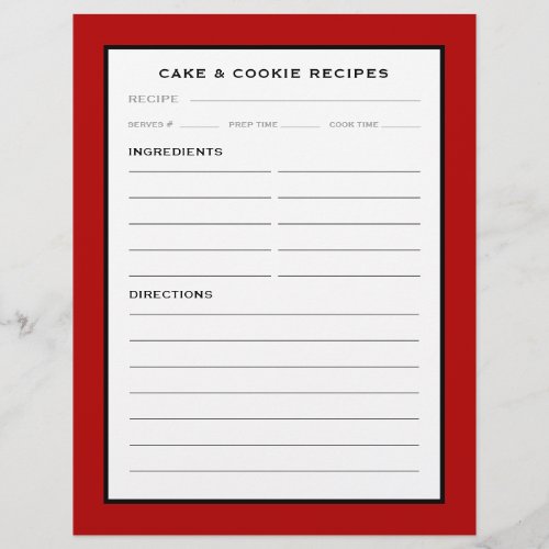 Recipe Page  Cake  Cookie  Red Black  White