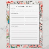 Personalized Recipe Paper, Zazzle