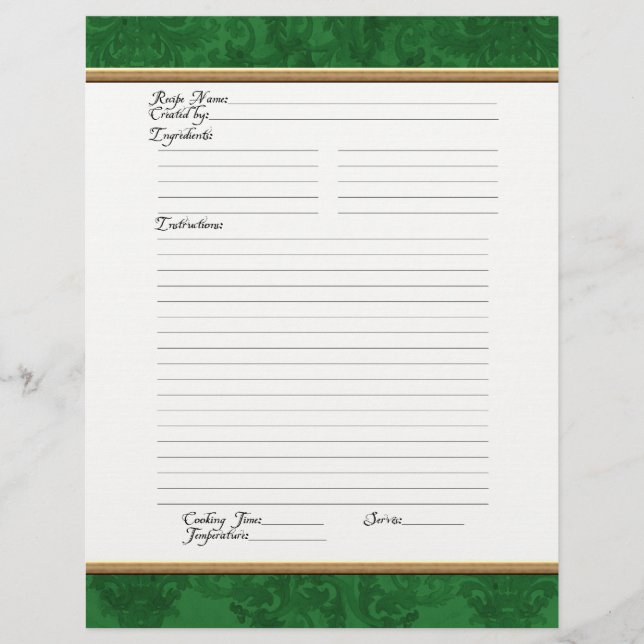 Recipe Page Family Christmas Cookbook Recipe (Front)