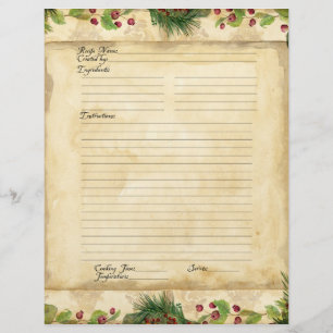 Recipe Page Family Christmas Cookbook Recipe