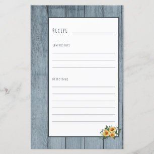 Recipe page for cookbook mini binder organizer