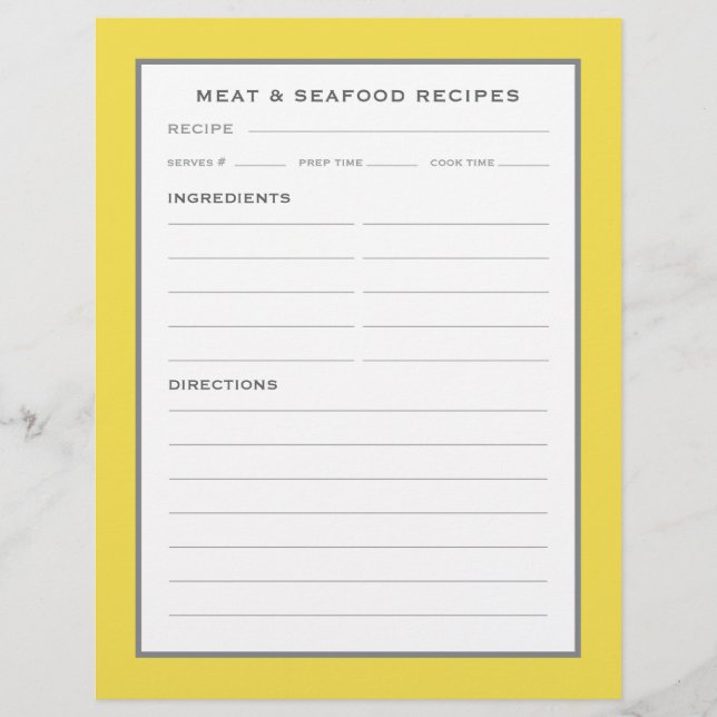 Recipe Page | Meat & Seafood | Simple Yellow Gray (Front)
