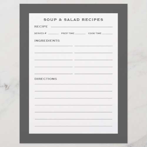 Recipe Page  Soup  Salad  Simple Gray  White