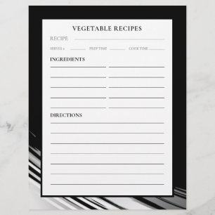 Recipe Page Vegetable Black & White Swoosh