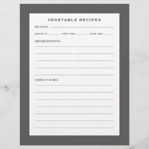 Recipe Page  Vegetable  Simple Gray  White