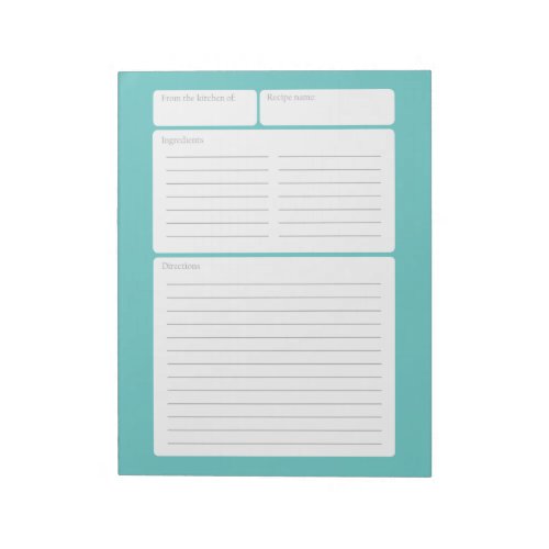 Recipe Page with Color Option Notepad