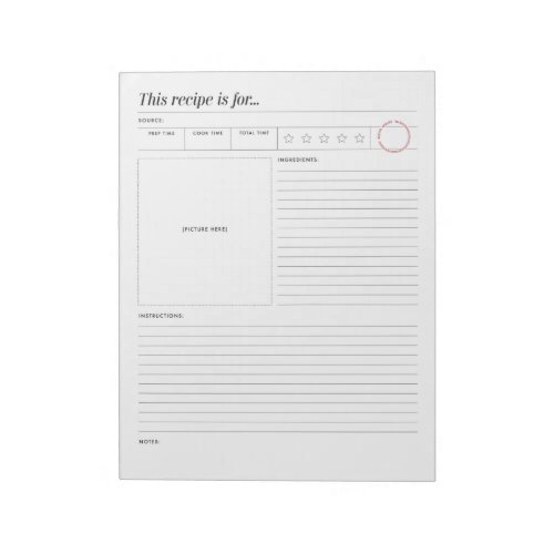 Recipe Page With Star Rating  Photo Notepad