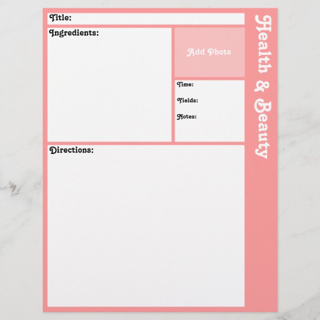Recipe Pages (Pink) (Front)
