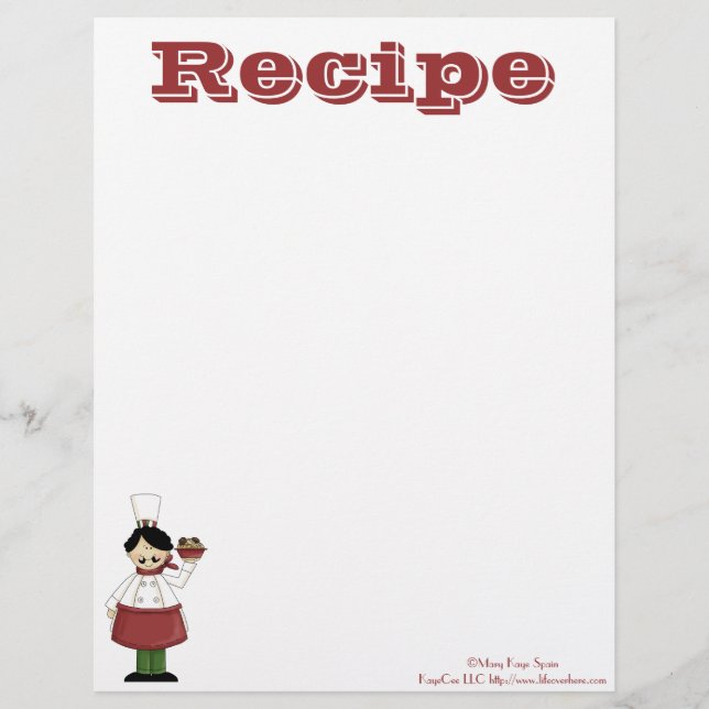 Recipe Paper- Kitchen Chef- Recipes (Front)
