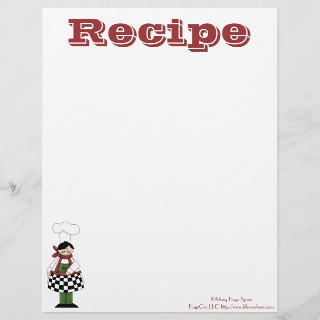 Recipe Paper- Kitchen Chef- Recipes (Front)