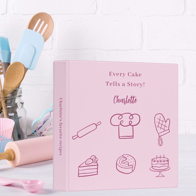 Recipe pastry chef pink script slogan 3 ring binder (Creator Uploaded)