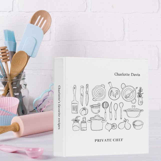 Recipe private chef name script kitchen utensils 3 ring binder (Creator Uploaded)
