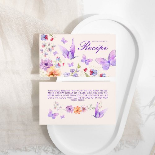 Recipe Purple Butterflies Bridal Shower Enclosure Card