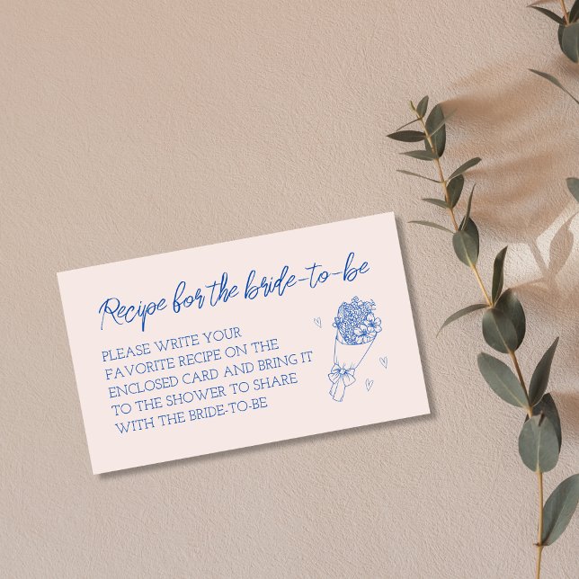 Recipe Request Blue Hand Drawn Bridal Shower Enclosure Card (Recipe Request Blue Hand Drawn Bridal Shower Enclosure Card)